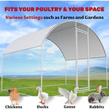 9.8 Ft x 6.6 Ft Outdoor Metal Chicken Coop with Dome Roof and Waterproof Cover