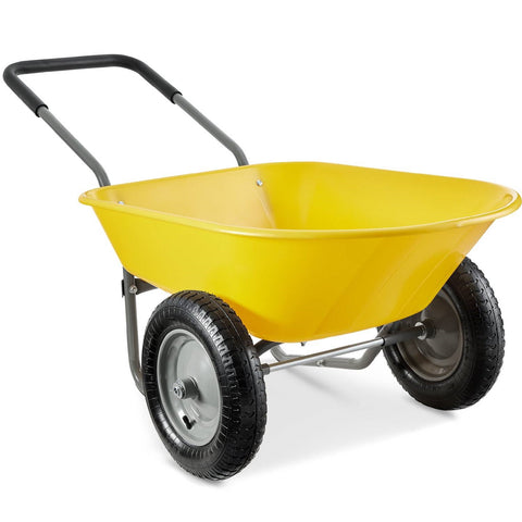 Heavy Duty 2-Wheel Multipurpose Rust Proof Wheelbarrow - Yellow