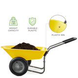 Heavy Duty 2-Wheel Multipurpose Rust Proof Wheelbarrow - Yellow