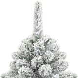 6 Foot Easy Set Up Snow Flocked Faux Pine Christmas Tree with Metal Stand