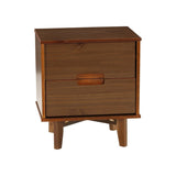 FarmHouse 2 Drawer Solid Wood Nightstand Walnut