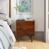 FarmHouse 2 Drawer Solid Wood Nightstand Walnut