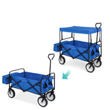 Collapsible Utility Wagon Cart Indoor/Outdoor with Canopy - Blue