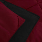 Full/Queen Traditional Microfiber Reversible 3 Piece Comforter Set in Black/Maroon