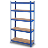 Blue Heavy Duty Metal Wood 5 Tier Adjustable Shelving Unit Garage Storage Rack