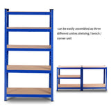 Blue Heavy Duty Metal Wood 5 Tier Adjustable Shelving Unit Garage Storage Rack