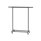 Heavy Duty Black Metal Garment Rack Clothes Hanging Bar on Lockable Wheels