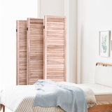 6-Panel Classic Louver Slatted Room Divider Screen in Brown Wood Finish