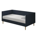 Twin Mid-Century Modern Dark Blue Linen Upholstered Daybed