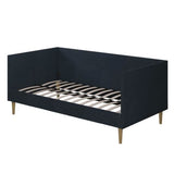 Twin Mid-Century Modern Dark Blue Linen Upholstered Daybed