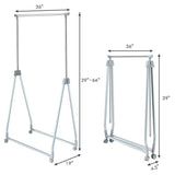 Folding Extendable Metal Garment Rack Clothes Hanging Rod with Lockable Wheels