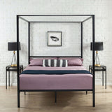 Full size Modern Black Metal Canopy Bed Frame