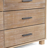 Modern Farmhouse Solid Wood 6 Drawer Double Dresser in Rustic Pine Finish