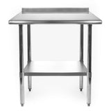 Heavy Duty 30 x 24 inch Stainless Steel Restaurant Kitchen Prep Work Table with Backsplash