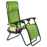 Set of 2 Green Folding Outdoor Zero Gravity Lounge Chair Recliner