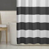 72 x 70 inch Polyester Grey White Nautical Ocean Beach Striped Shower Curtain