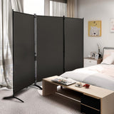 6-Ft Grey 3-Panel Room Divider Screen with Steel Base and Heavy Duty Hinges