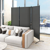 6-Ft Grey 3-Panel Room Divider Screen with Steel Base and Heavy Duty Hinges