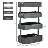 4 Tier Vertical Wooden Planter Box Raised Bed Grey