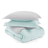 Twin/Twin XL 2-Piece Microfiber Reversible Comforter Set Aqua Blue and Grey