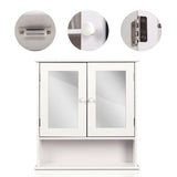 White 2-Door Mirrored Medicine Cabinet with Open Shelf