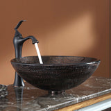 Modern 16.5 inch Round Copper Color Glass Vessel Sink