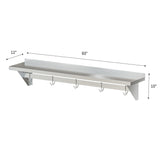 Stainless Steel Heavy Duty Wall Shelf with Pot Rack - 12 inches x 60 inches