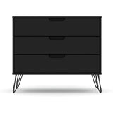 Modern Scandinavian Style Bedroom 3-Drawer Dresser in Black Wood Finish