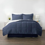 Queen Navy Microfiber Baffle-Box 6-Piece Reversible Bed-in-a-Bag Comforter Set