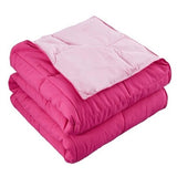 King/Cal King Traditional Microfiber Reversible 3 Piece Comforter Set in Pink