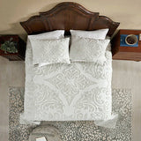 Queen Size 100-Percent Cotton Chenille 3-Piece Coverlet Bedspread Set in Ivory