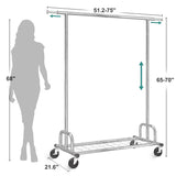 Heavy Duty Metal Clothing Bar Garment Rack on Lockable Casters - 450lb Capacity