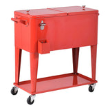 80 Quart Red Sturdy Rolling Steel Construction Cooler