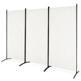 6-Ft White 3-Panel Room Divider Screen with Steel Base and Heavy Duty Hinges