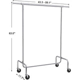 Heavy Duty Metal Tube Clothes Garment Rack on Wheels with 286 lb. Capacity