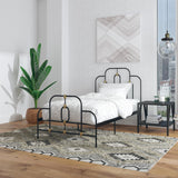 Twin size Farmhouse Adjustable Height Platform Bed in Black Gold Metal Finish