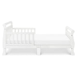 White Wooden Modern Toddler Sleigh Bed with Slatted Guard Rails