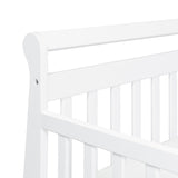 White Wooden Modern Toddler Sleigh Bed with Slatted Guard Rails