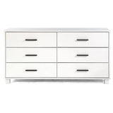 Modern Farmhouse Solid Wood 6 Drawer Double Dresser in White Finish