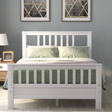 White Pine Wood Slatted Platform Headboard Footboard Full Size Bed