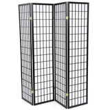 Black 4-Panel Asian Style Shoji Room Divider Screen