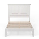 Twin Traditional Solid Oak Wooden Platform Bed Frame with Headboard in White