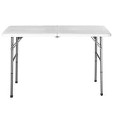 White HDPE Plastic Heavy Duty Indoor Outdoor Folding Table with Steel Frame