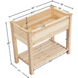 Solid Wood 2-Tier Raised Garden Bed Planter Bed with Bottom Storage Shelf