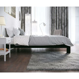 Queen Modern Black Metal Platform Bed Frame with Wood Slats